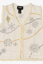 Vintage White Studio Joy Snowflakes Ugly Christmas Vest (1990s)