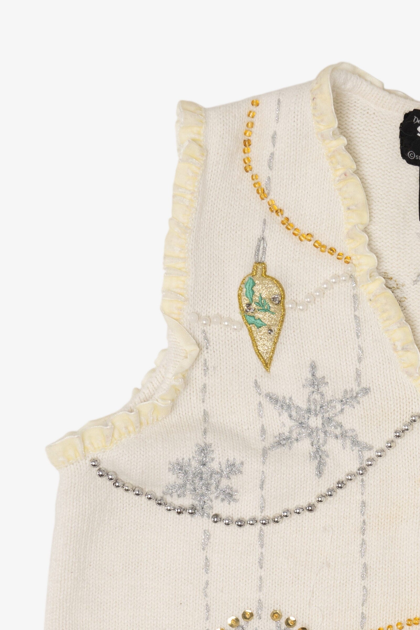 Vintage White Studio Joy Snowflakes Ugly Christmas Vest (1990s)