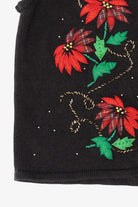 Vintage Black Bobbie Brooks Flowers Ugly Christmas Vest (1990s)