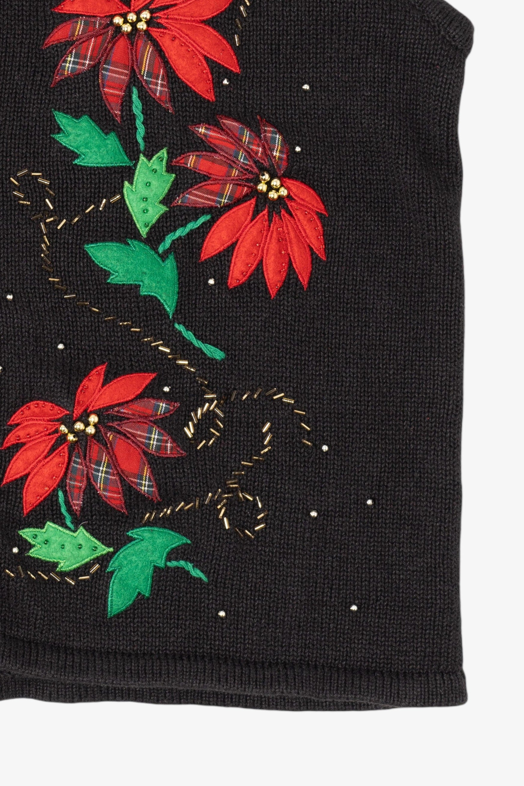 Vintage Black Bobbie Brooks Flowers Ugly Christmas Vest (1990s)