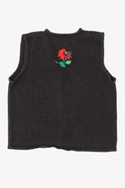 Vintage Black Bobbie Brooks Flowers Ugly Christmas Vest (1990s)