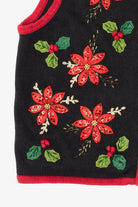 Vintage Black White Stag Poinsettias Ugly Christmas Vest (1990s)