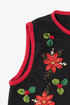 Vintage Black White Stag Poinsettias Ugly Christmas Vest (1990s)