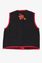 Vintage Black White Stag Poinsettias Ugly Christmas Vest (1990s)