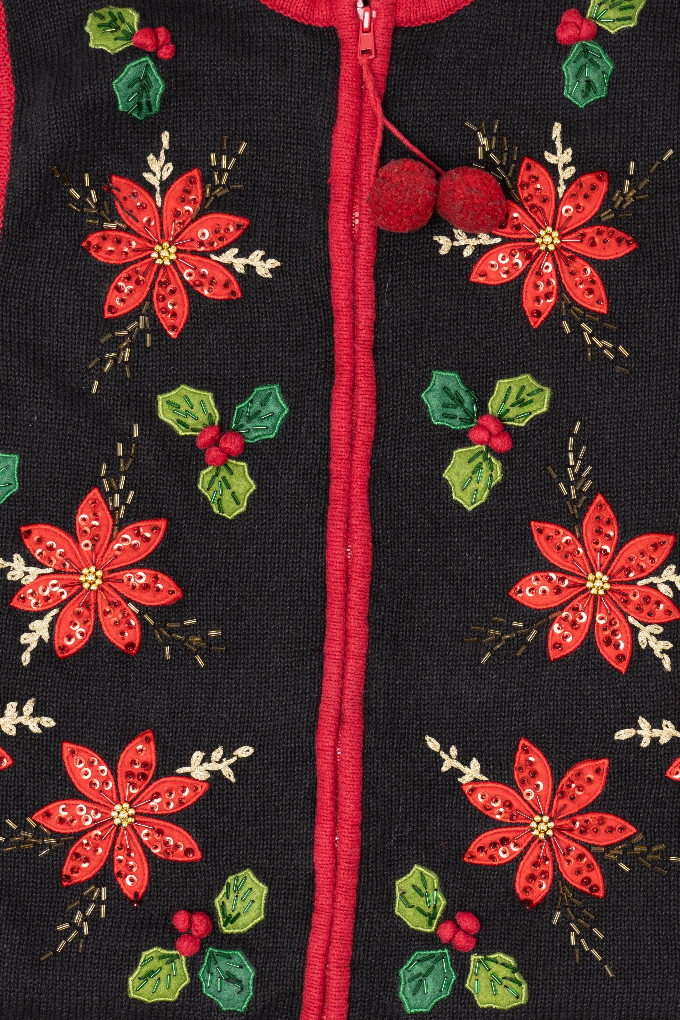 Vintage Black White Stag Poinsettias Ugly Christmas Vest (1990s)