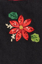 Vintage Black White Stag Poinsettias Ugly Christmas Vest (1990s)