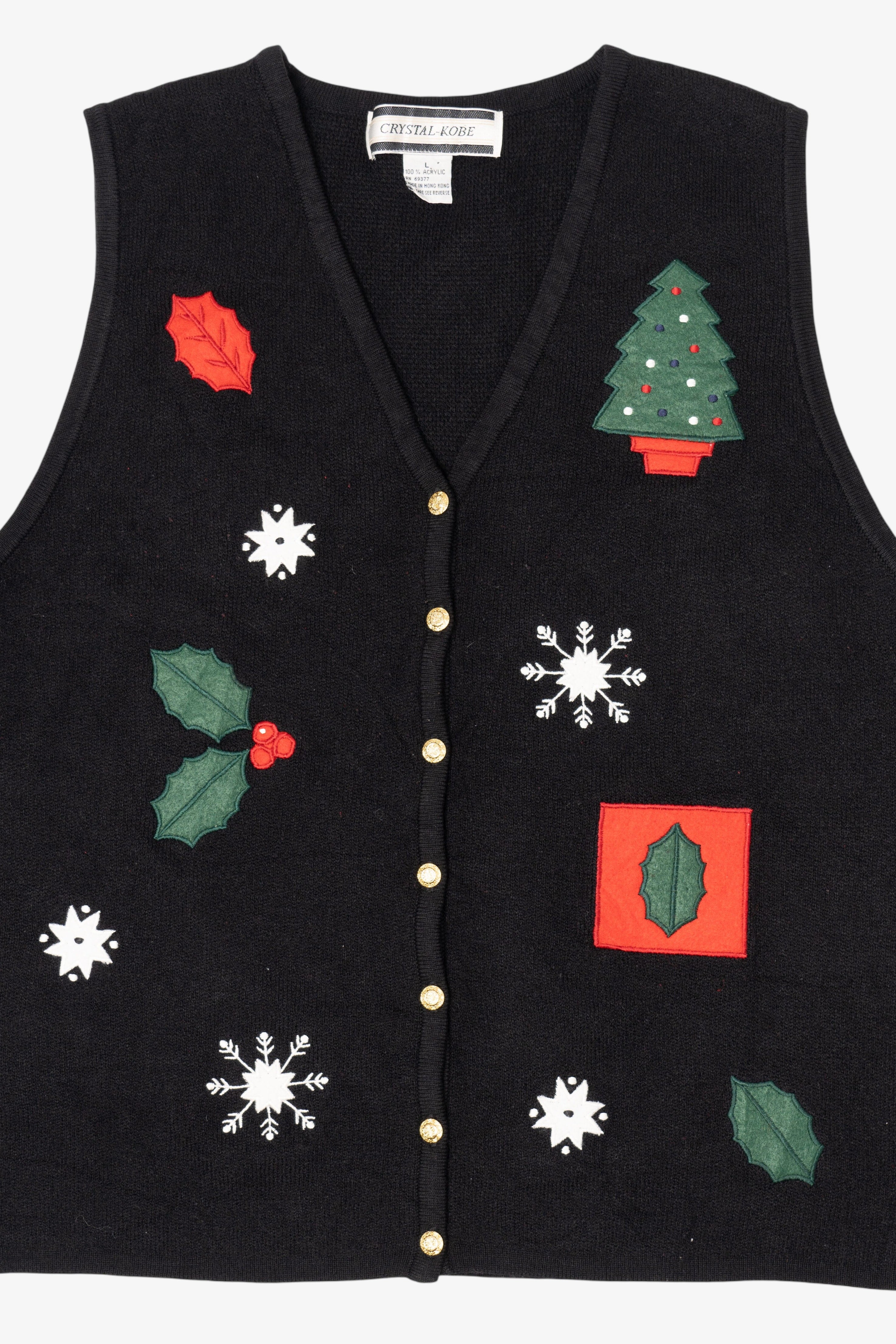Vintage Black Crystal Kobe Ugly Christmas Vest (1990s)