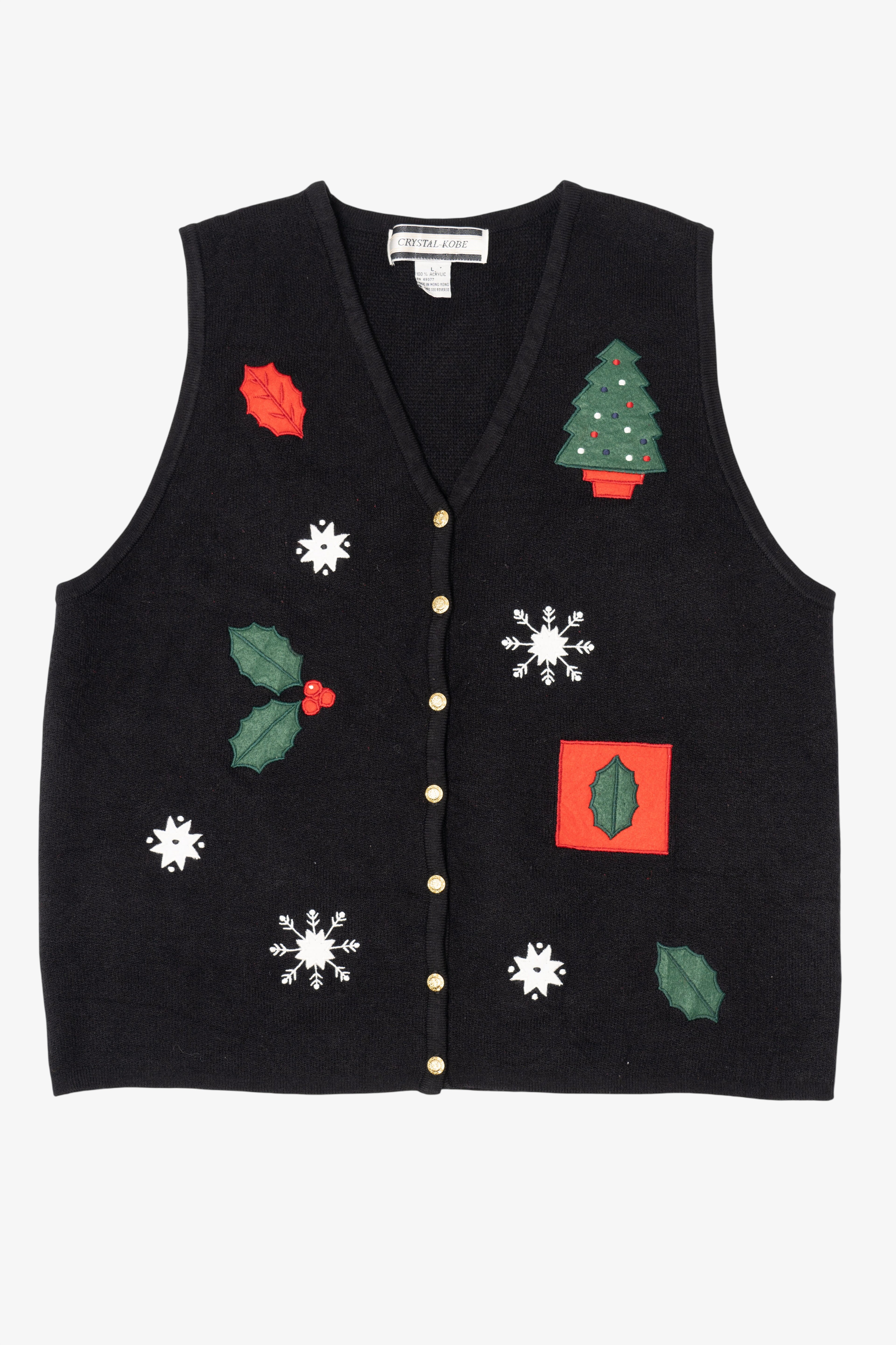 Vintage Black Crystal Kobe Ugly Christmas Vest (1990s)