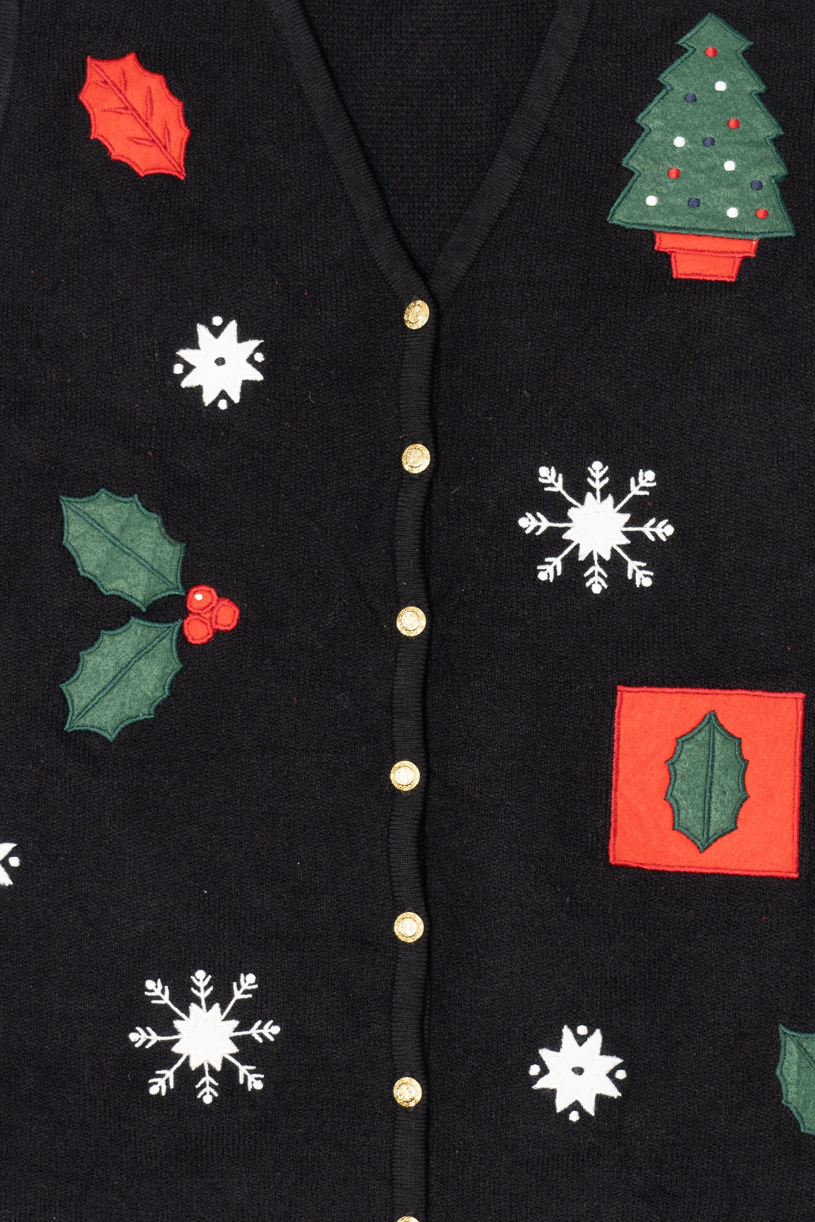 Vintage Black Crystal Kobe Ugly Christmas Vest (1990s)