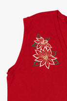 Vintage Red Southern Lady Poinsettias Ugly Christmas Vest (1980s)