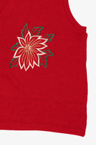 Vintage Red Southern Lady Poinsettias Ugly Christmas Vest (1980s)