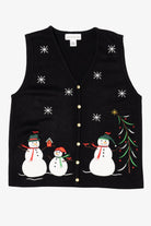 Vintage Black Croft & Barrow Snowmen Ugly Christmas Vest (2000s)