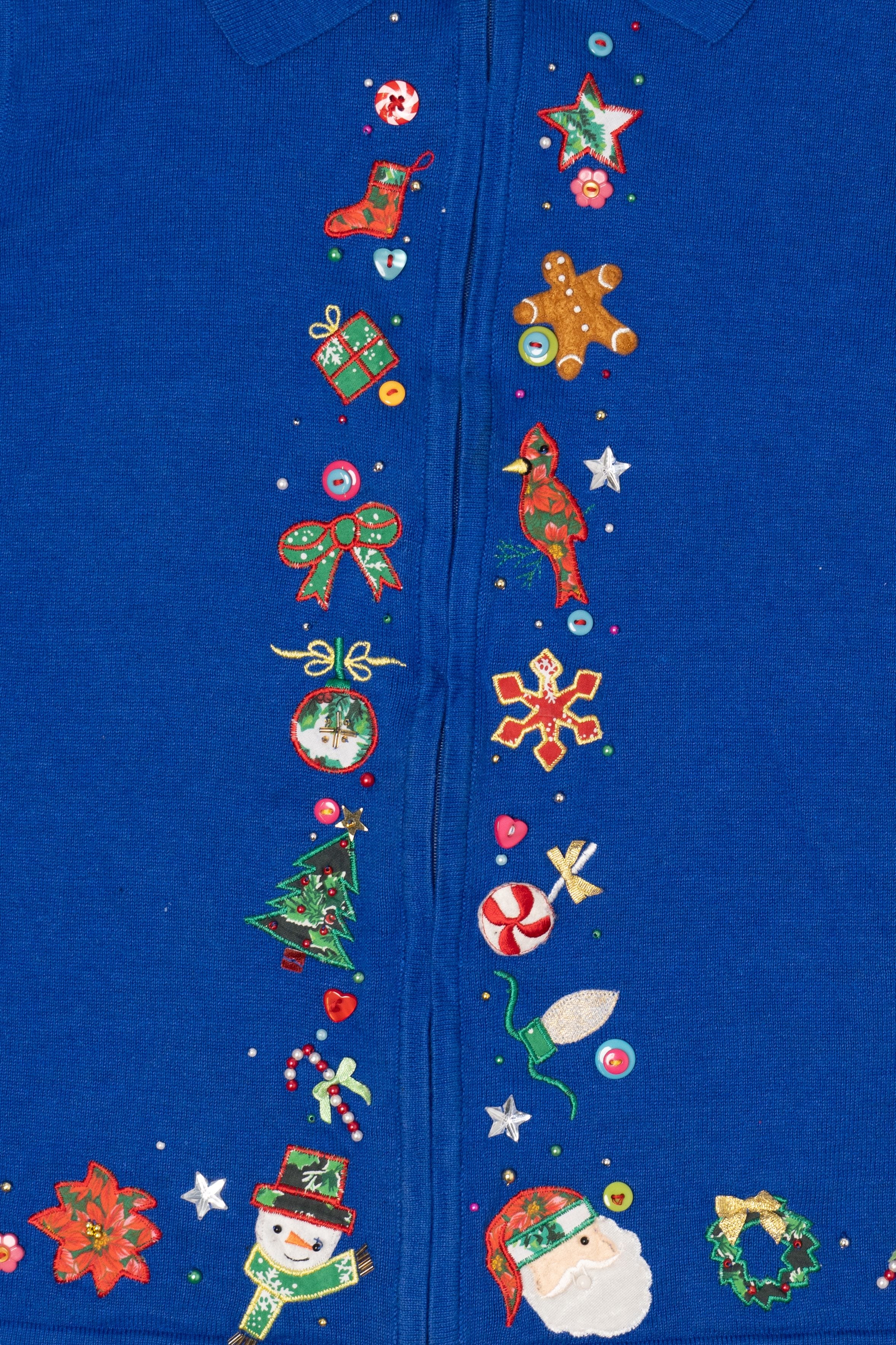 Vintage Blue Mercer Street Studio Ugly Christmas Vest (2000s)