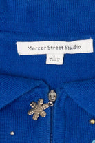 Vintage Blue Mercer Street Studio Ugly Christmas Vest (2000s)