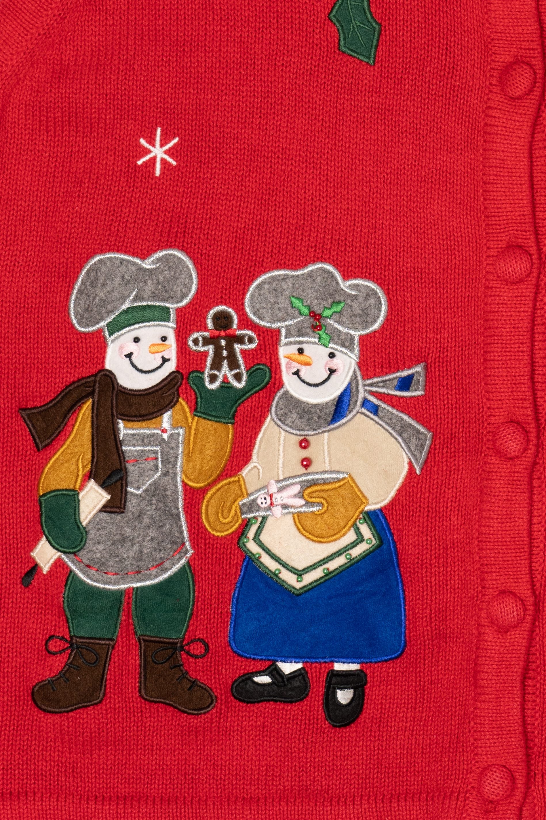 Vintage Red Bechamel Snowmen Baking Ugly Christmas Vest (1990s)