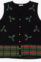 Vintage Black Holly Ugly Christmas Vest