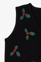 Vintage Black Holly Ugly Christmas Vest