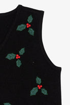 Vintage Black Holly Ugly Christmas Vest