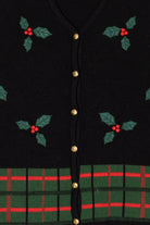 Vintage Black Holly Ugly Christmas Vest