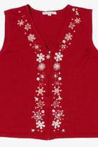Vintage Red Mercer Street Studio Snowflakes Ugly Christmas Vest (1990s)