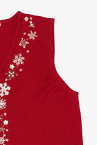 Vintage Red Mercer Street Studio Snowflakes Ugly Christmas Vest (1990s)