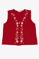 Vintage Red Mercer Street Studio Snowflakes Ugly Christmas Vest (1990s)