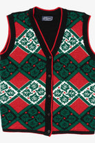 Vintage Black JJ Browne Holly Pattern Ugly Christmas Vest (1990s)