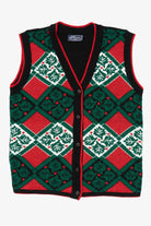 Vintage Black JJ Browne Holly Pattern Ugly Christmas Vest (1990s)