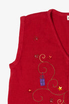 Vintage Red Kim Rogers Reindeer Ugly Christmas Vest (1990s)