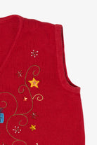 Vintage Red Kim Rogers Reindeer Ugly Christmas Vest (1990s)