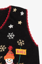 Vintage Black Nutcracker Snowmen Ugly Christmas Vest (1990s)