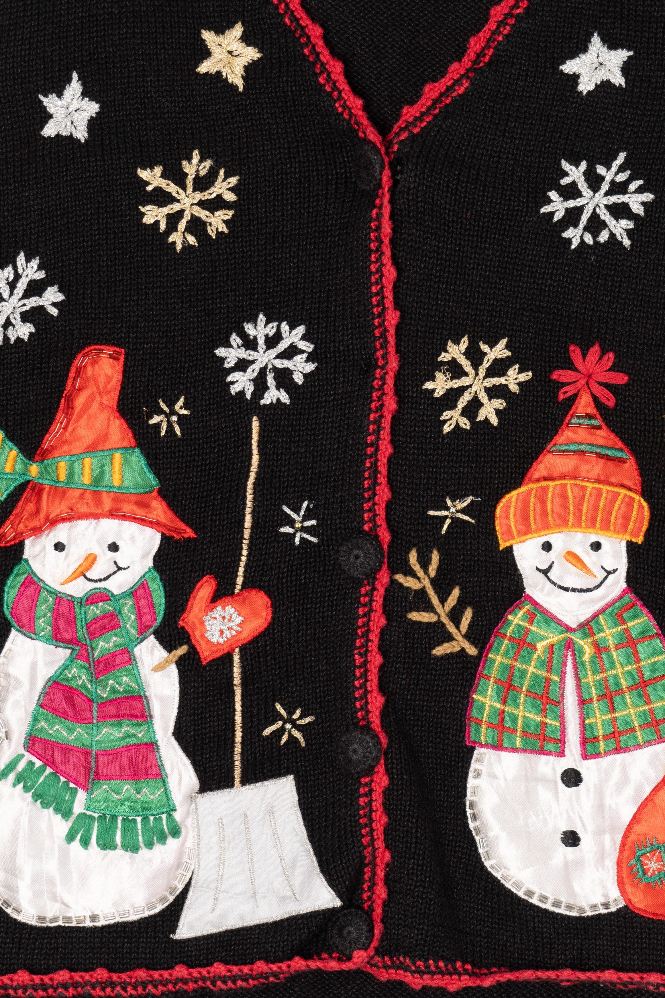 Vintage Black Nutcracker Snowmen Ugly Christmas Vest (1990s)