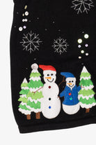 Vintage Black Kim Rogers Snowmen Ugly Christmas Vest (1990s)