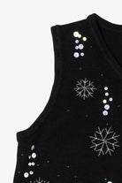 Vintage Black Kim Rogers Snowmen Ugly Christmas Vest (1990s)