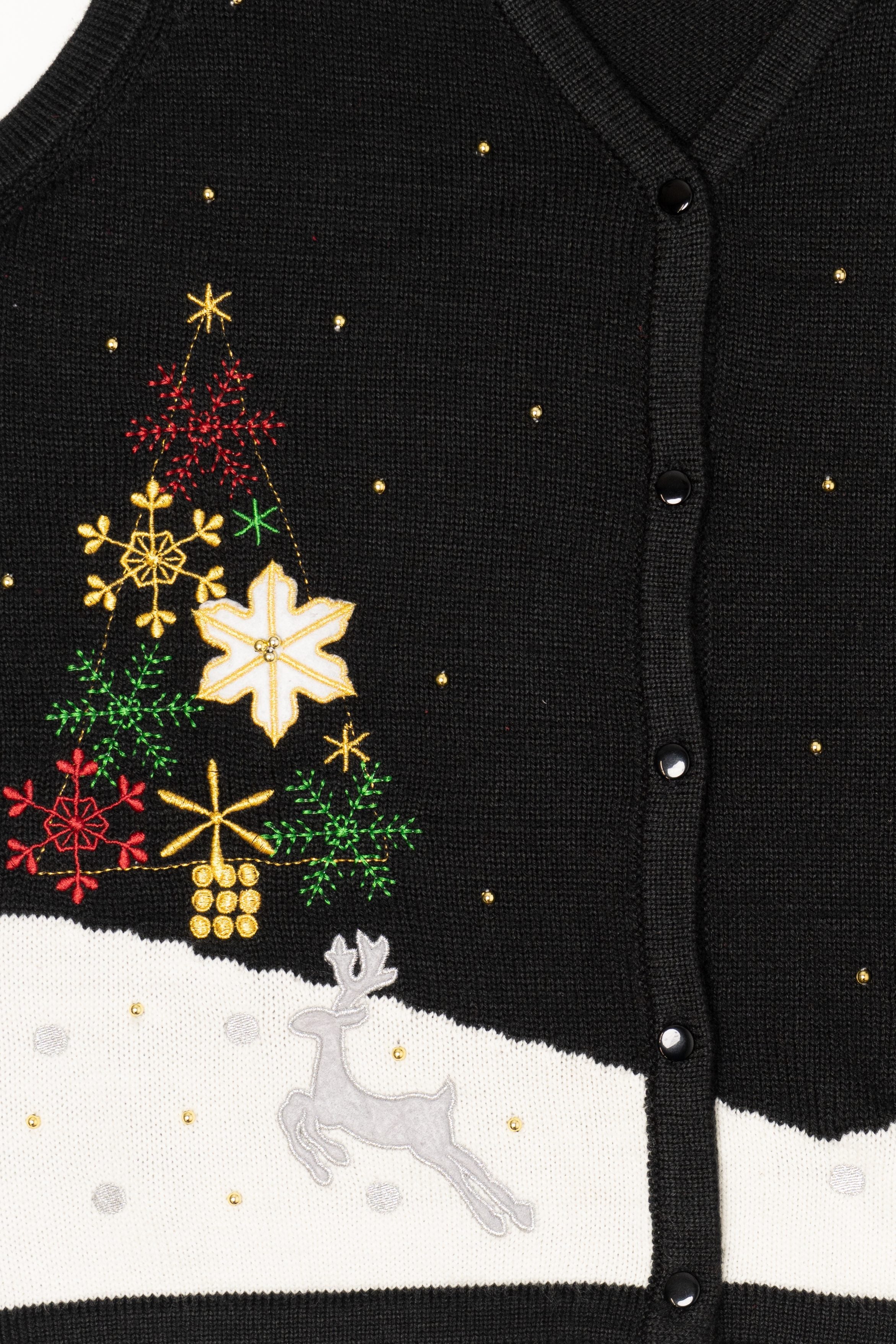 Vintage Black Reindeer Ugly Christmas Vest (2000s)