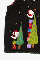 Black Santa Decorating Trees Ugly Christmas Vest