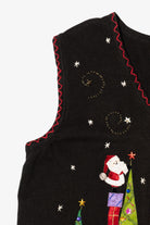 Black Santa Decorating Trees Ugly Christmas Vest