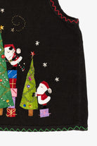 Black Santa Decorating Trees Ugly Christmas Vest