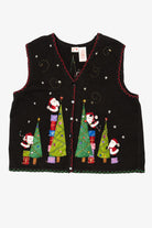 Black Santa Decorating Trees Ugly Christmas Vest