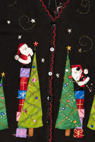 Black Santa Decorating Trees Ugly Christmas Vest