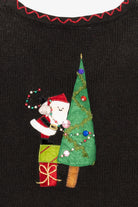 Black Santa Decorating Trees Ugly Christmas Vest