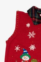 Vintage Red Mercer Street Studio Snowmen Ugly Christmas Vest (2000s)