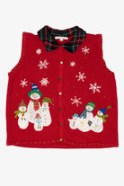 Vintage Red Mercer Street Studio Snowmen Ugly Christmas Vest (2000s)