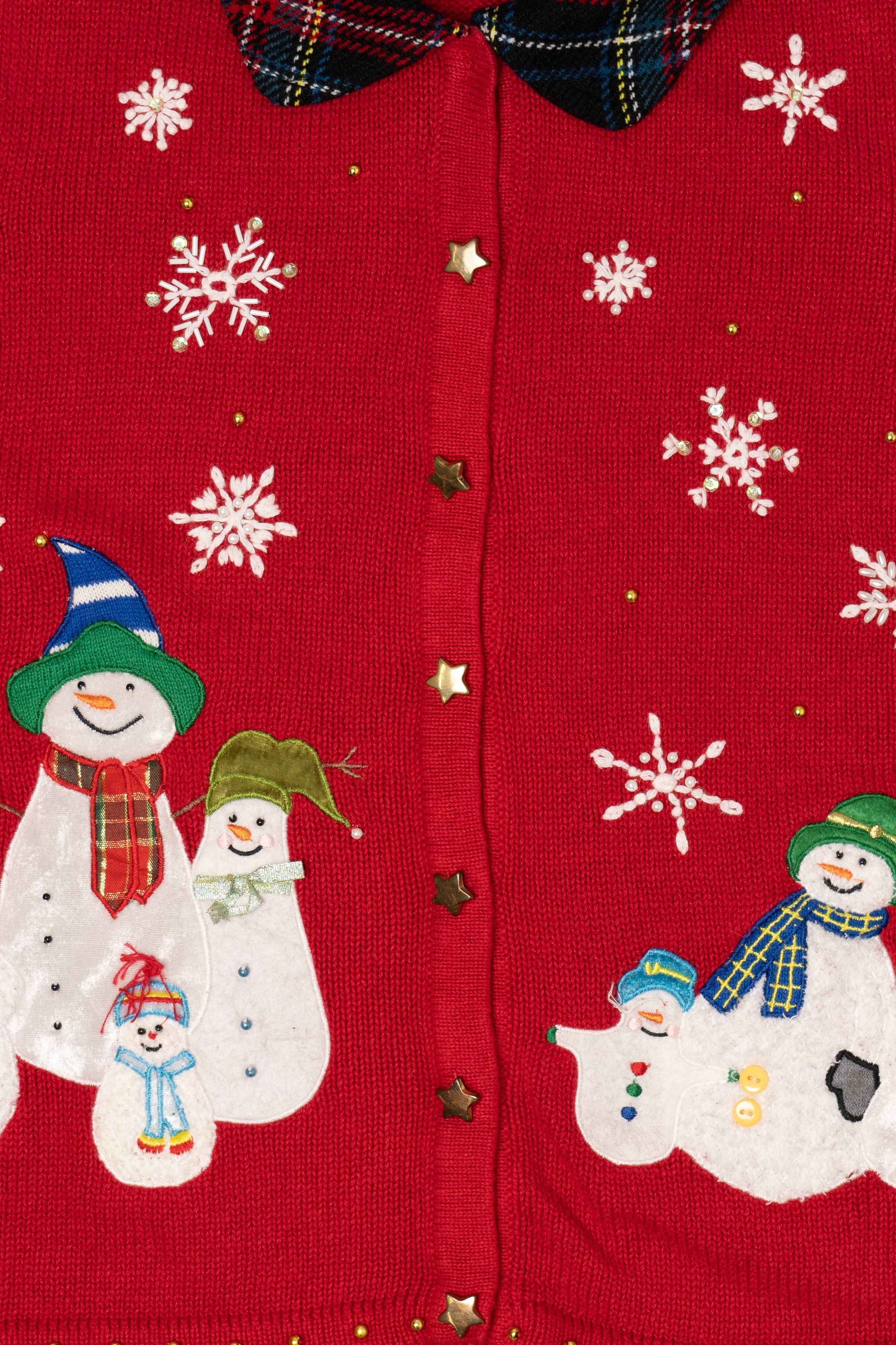 Vintage Red Mercer Street Studio Snowmen Ugly Christmas Vest (2000s)