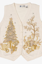 Vintage White Studio Collection Trees Ugly Christmas Vest (1990s)