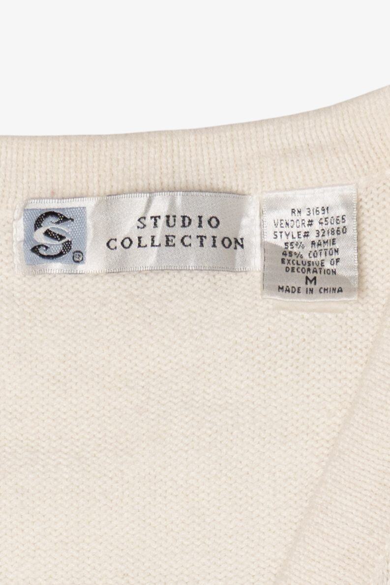 Vintage White Studio Collection Trees Ugly Christmas Vest (1990s)