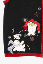 Vintage Black White Stag Snowmen Ugly Christmas Vest (1990s)
