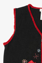 Vintage Black White Stag Snowmen Ugly Christmas Vest (1990s)