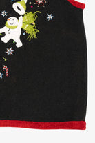 Vintage Black White Stag Snowmen Ugly Christmas Vest (1990s)
