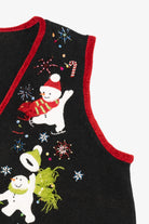 Vintage Black White Stag Snowmen Ugly Christmas Vest (1990s)